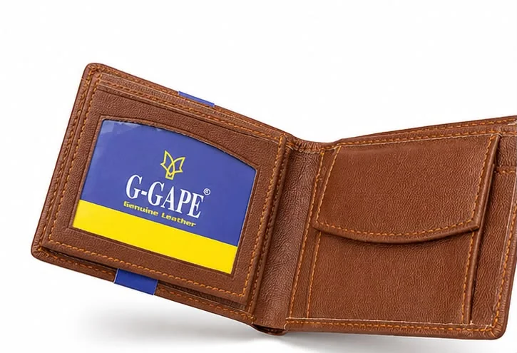 G GAPE LEATHER FOLDING WALLET BROWN, image 2