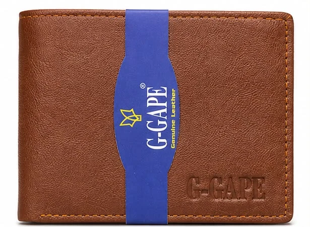 G GAPE LEATHER FOLDING WALLET BROWN, image 3