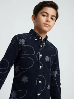 ATTOM KIDS CORDUROY PRINT F/S SHIRT 1