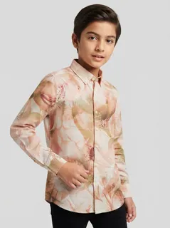 ABC KIDS  LINEN PRINT F/S SHIRT 1