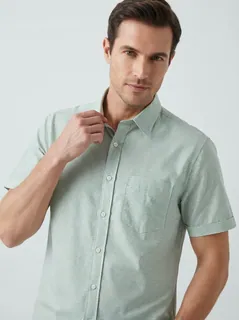 BELLIS MICRO CHECK H/S SHIRT-XL-GREY 1