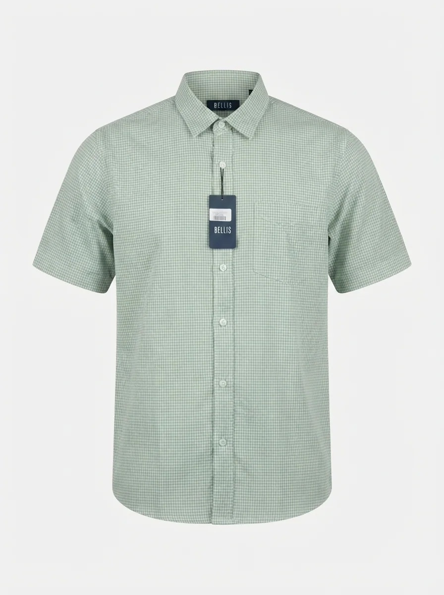 BELLIS MICRO CHECK H/S SHIRT-XL-GREY, image 3
