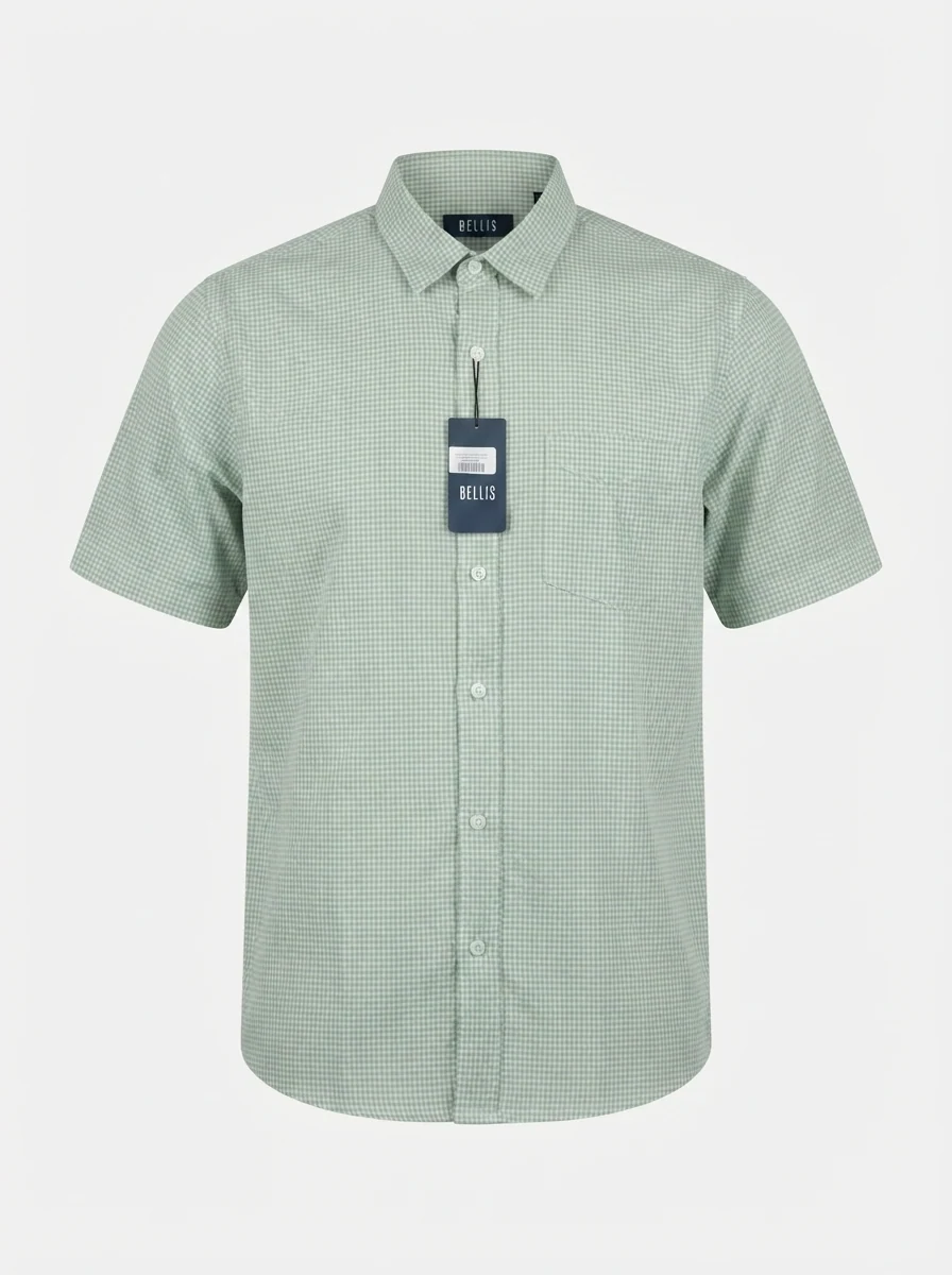 BELLIS MICRO CHECK H/S SHIRT-XL-GREY, image 3