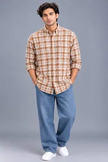 HAWCKS LINEN CHECKS SHIRT F/S 1