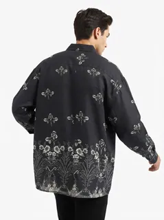 GR3619 CHARLLY IMP LINEN PRINT SHIRT F/S 2