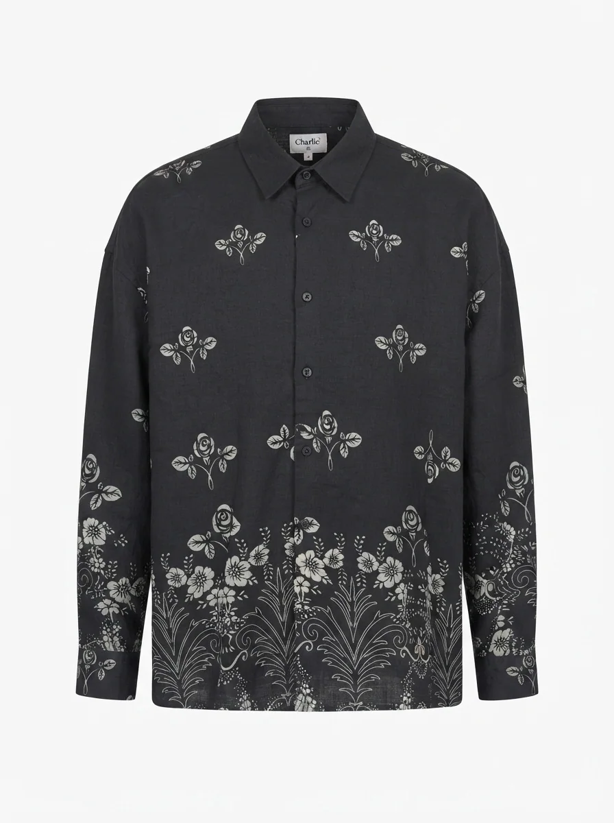 GR3619 CHARLLY IMP LINEN PRINT SHIRT F/S, image 3