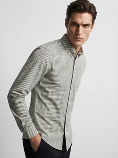 SKYDOT MICRO CHECK SHIRT F/S-L-CREAM&BLACK 1