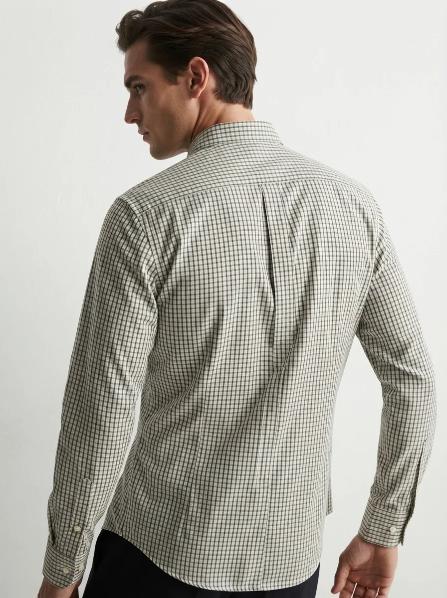 SKYDOT MICRO CHECK SHIRT F/S-L-CREAM&BLACK, image 2