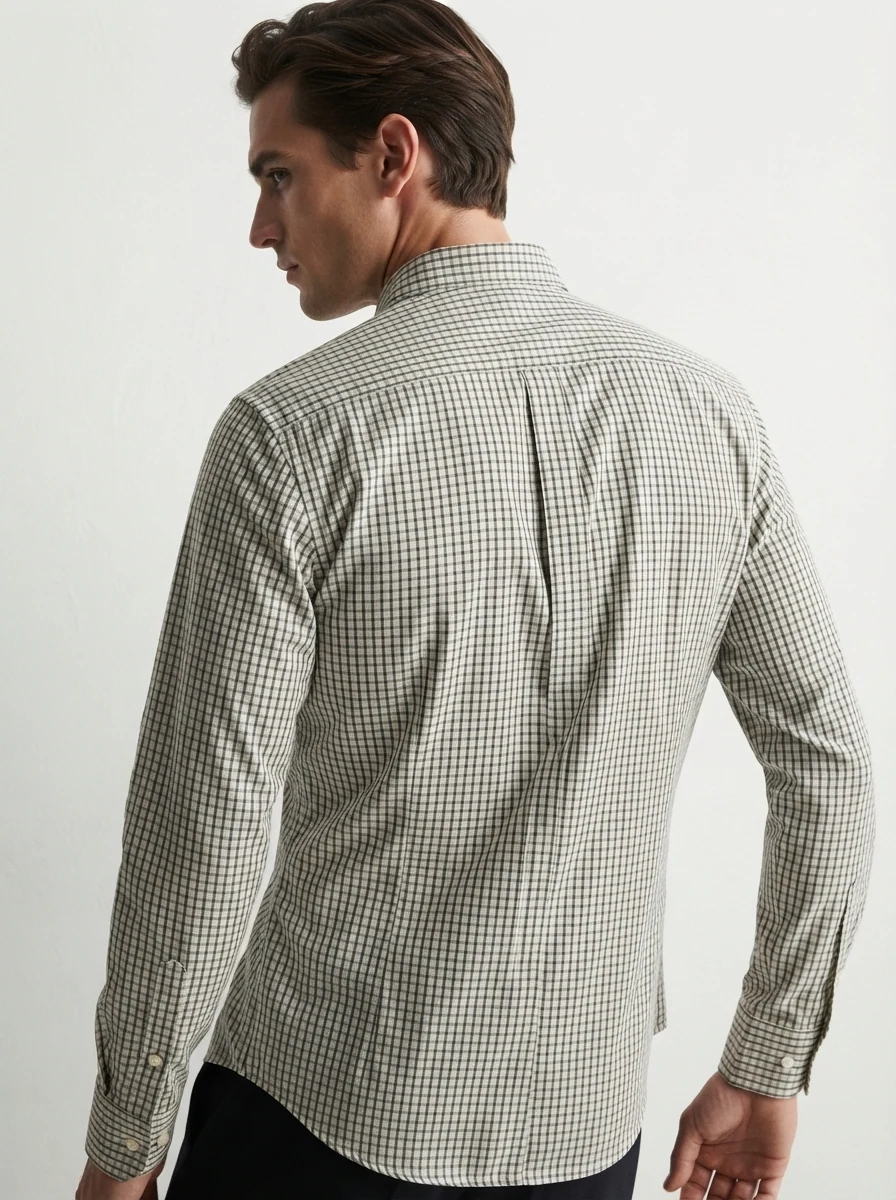 SKYDOT MICRO CHECK SHIRT F/S-L-CREAM&BLACK, image 2
