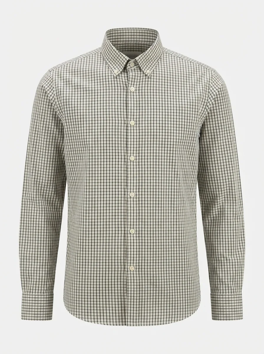 SKYDOT MICRO CHECK SHIRT F/S-L-CREAM&BLACK, image 3