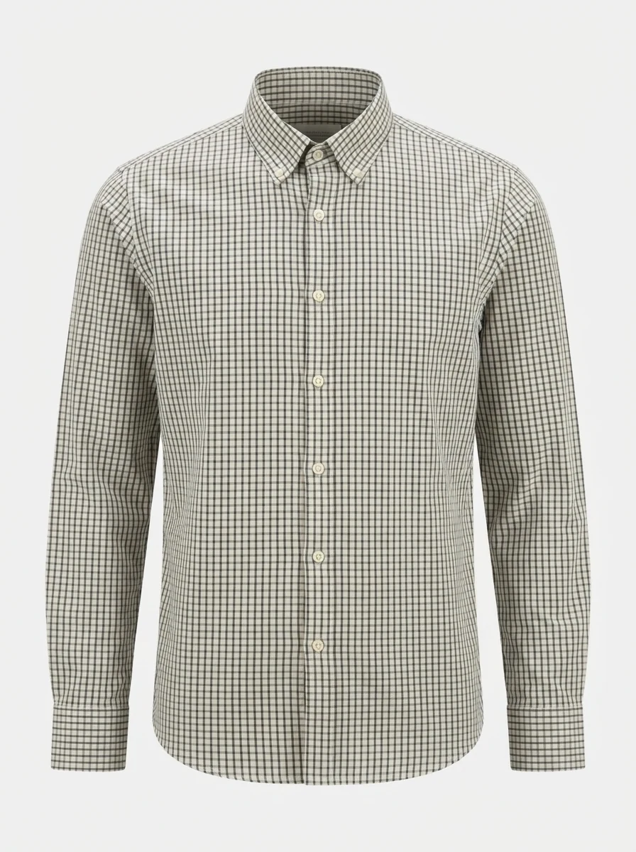 SKYDOT MICRO CHECK SHIRT F/S-L-CREAM&BLACK, image 3