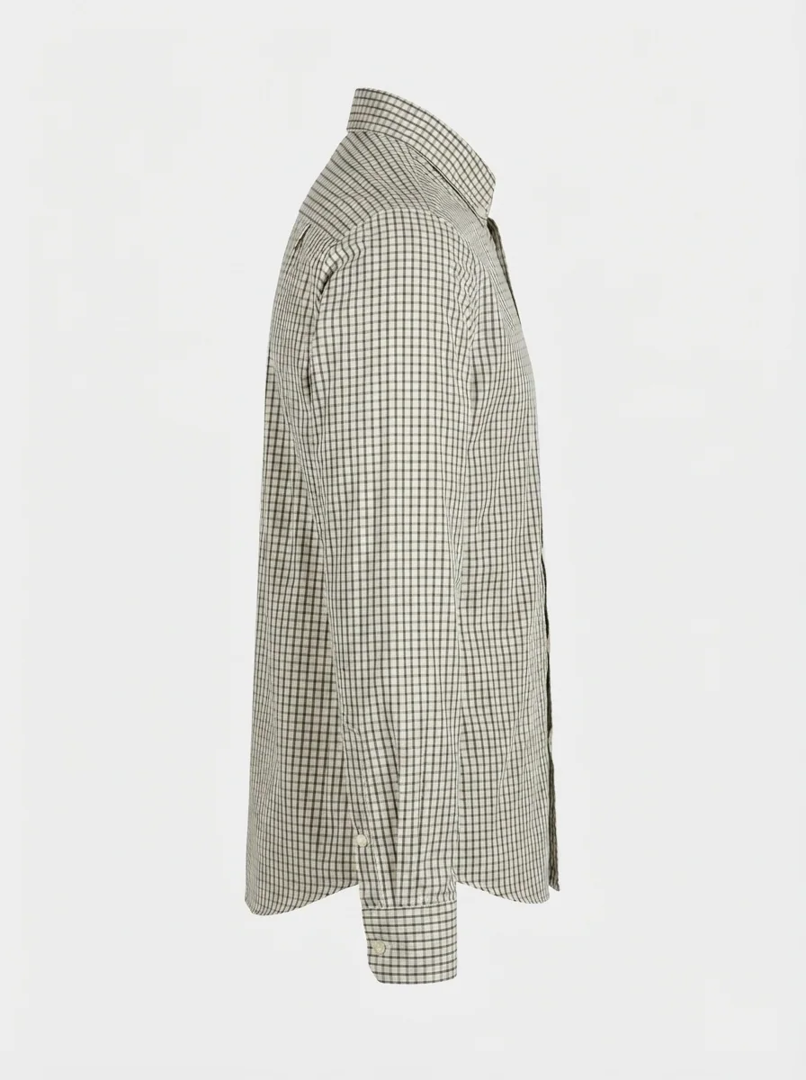 SKYDOT MICRO CHECK SHIRT F/S-L-CREAM&BLACK, image 5