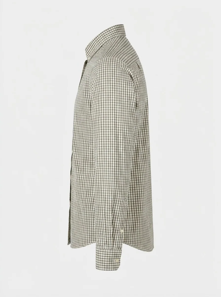 SKYDOT MICRO CHECK SHIRT F/S-L-CREAM&BLACK, image 6