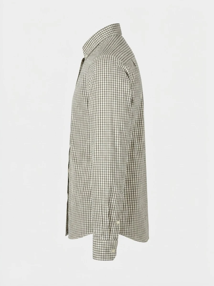 SKYDOT MICRO CHECK SHIRT F/S-L-CREAM&BLACK, image 6