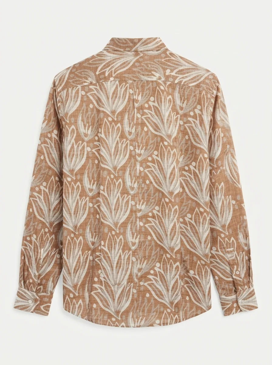 WHITE LEAF LINEN PRINT SHIRT F/S, image 7