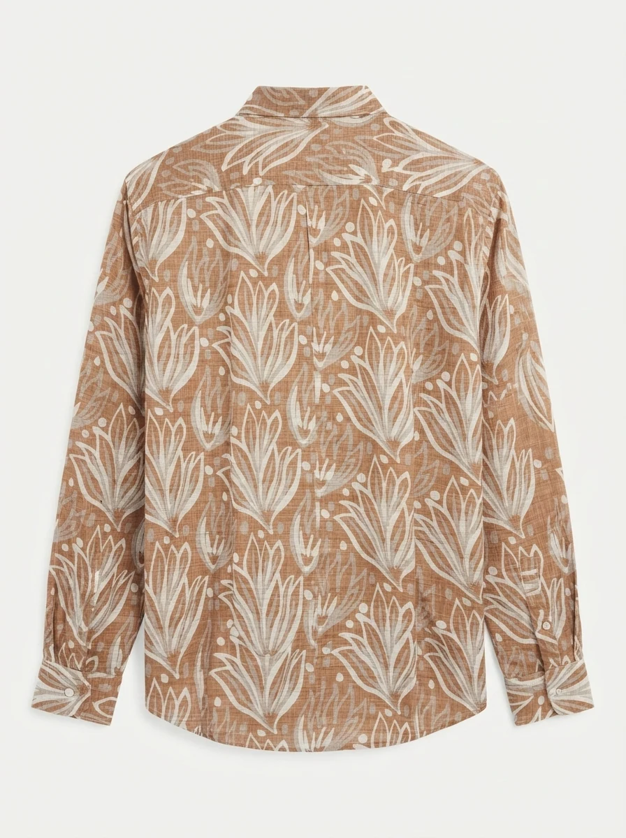 WHITE LEAF LINEN PRINT SHIRT F/S, image 7