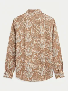 WHITE LEAF LINEN PRINT SHIRT F/S 7