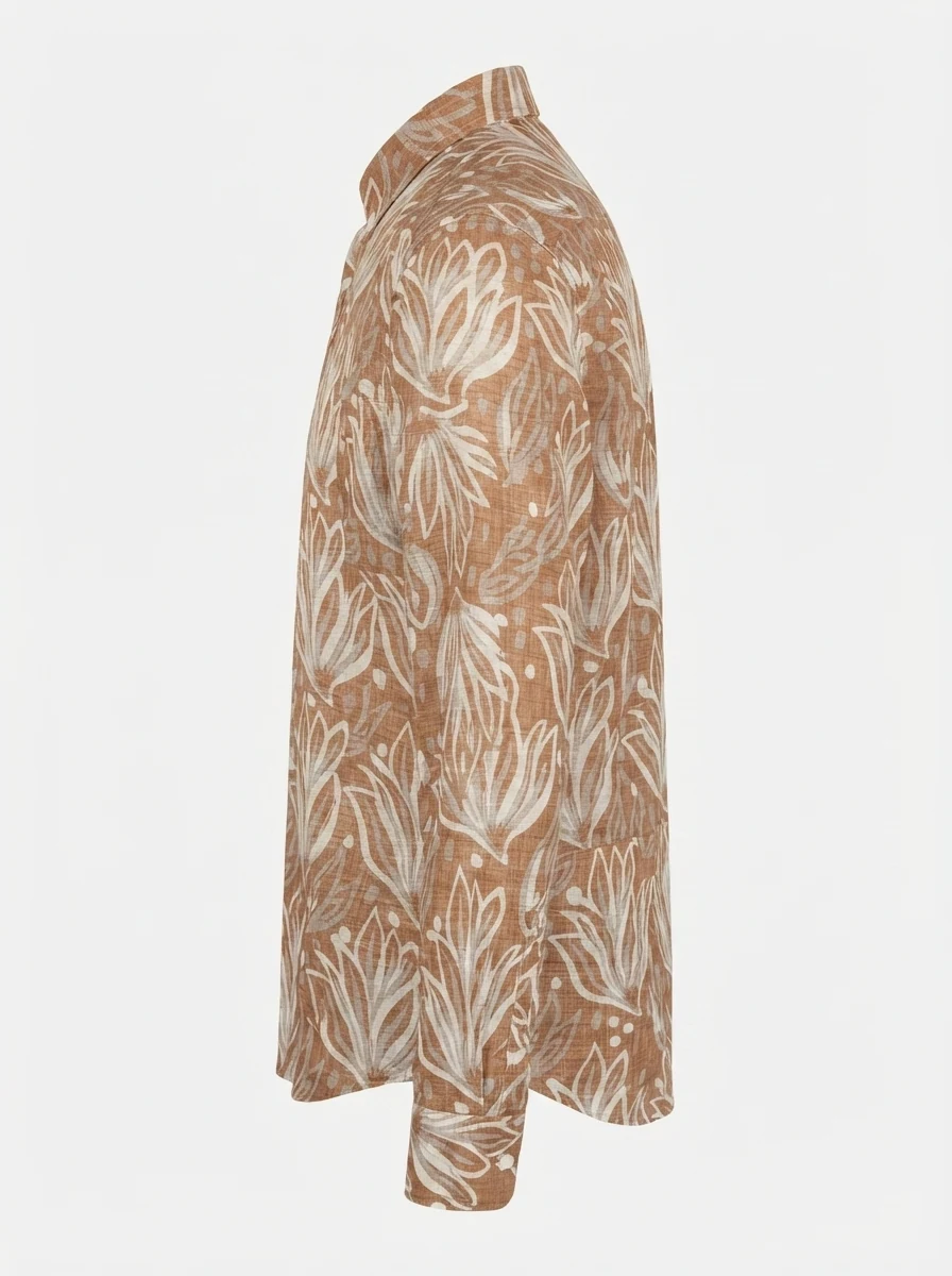 WHITE LEAF LINEN PRINT SHIRT F/S, image 9