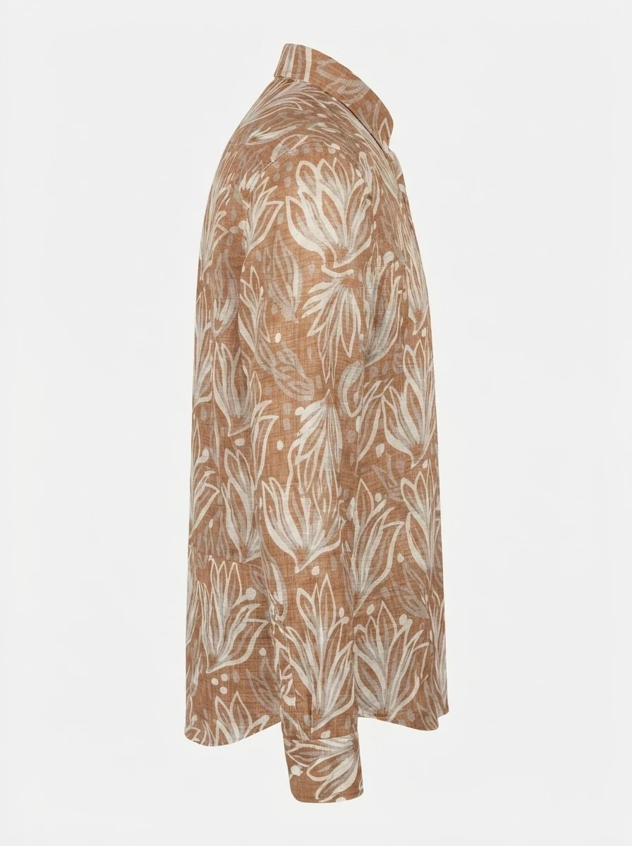WHITE LEAF LINEN PRINT SHIRT F/S, image 11