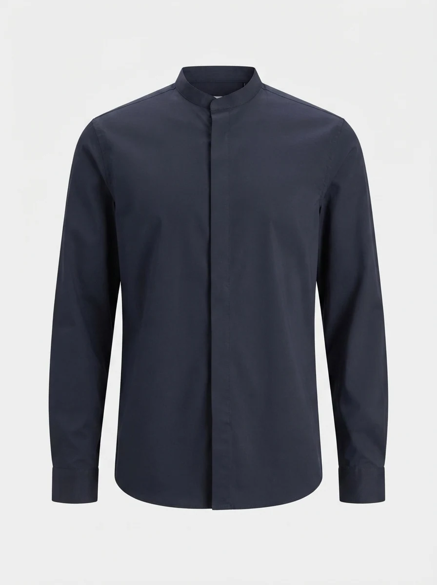 AUXOM SATIN PLAIN CHINESE SHIRT F/S, image 6