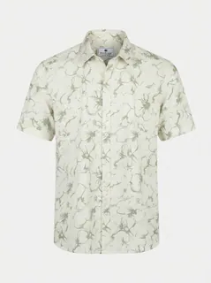 WHITE LEAF LINEN PRINT SHIRT H/S 3