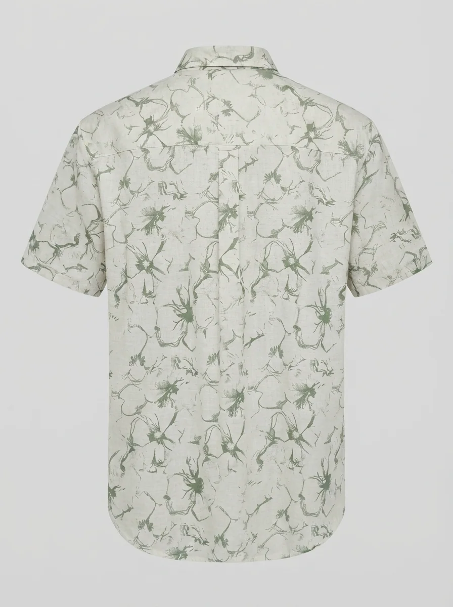 WHITE LEAF LINEN PRINT SHIRT H/S, image 4