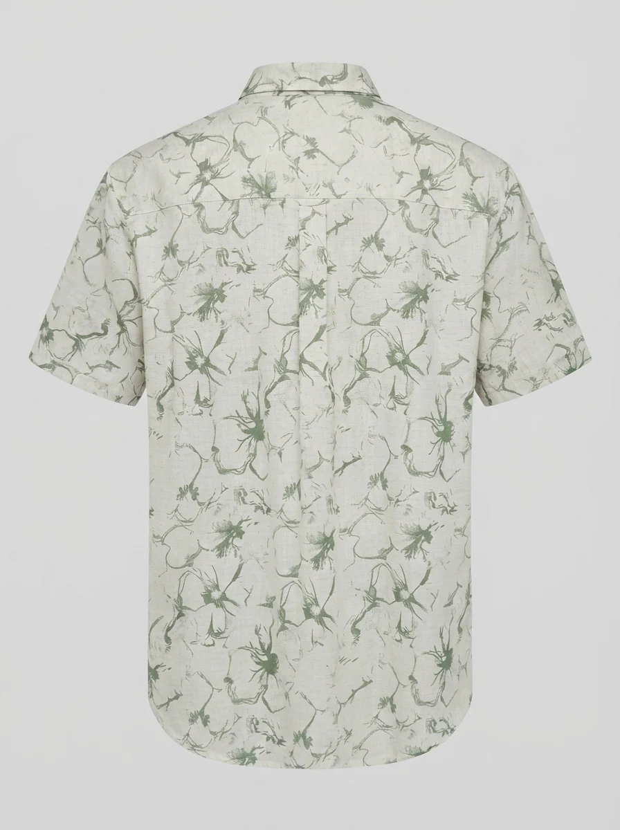 WHITE LEAF LINEN PRINT SHIRT H/S, image 4