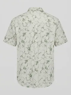 WHITE LEAF LINEN PRINT SHIRT H/S 4