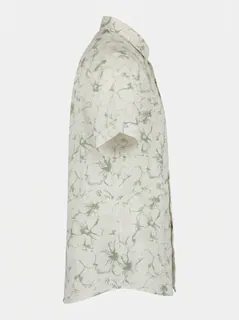 WHITE LEAF LINEN PRINT SHIRT H/S 5