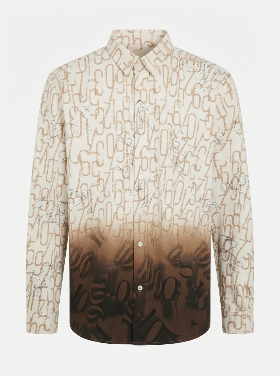 WHITE LEAF IMP PRINT SHIRT F/S-XXL-ORANGE&DARK BROWN, image 3