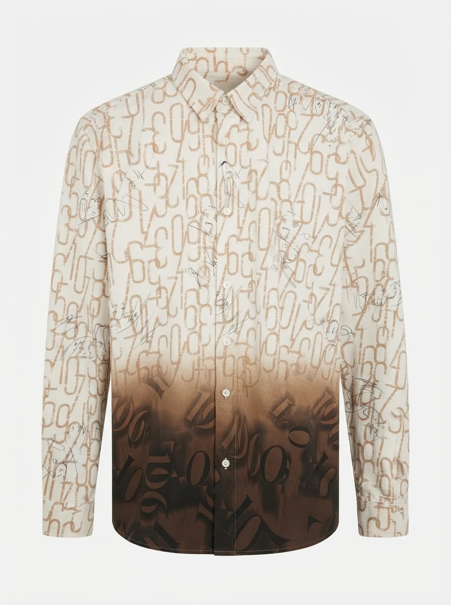 WHITE LEAF IMP PRINT SHIRT F/S-XXL-ORANGE&DARK BROWN, image 3