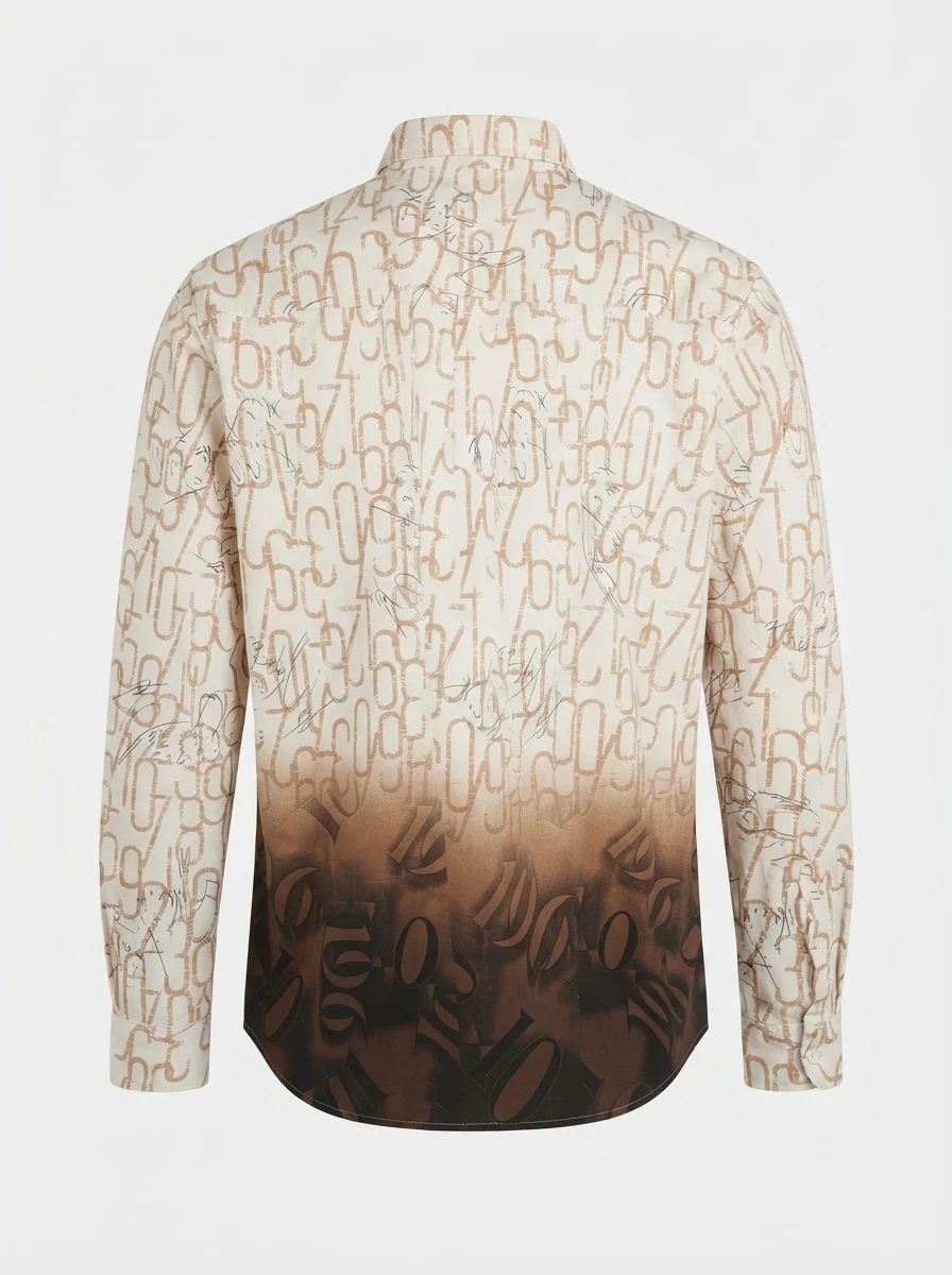 WHITE LEAF IMP PRINT SHIRT F/S-XXL-ORANGE&DARK BROWN, image 4