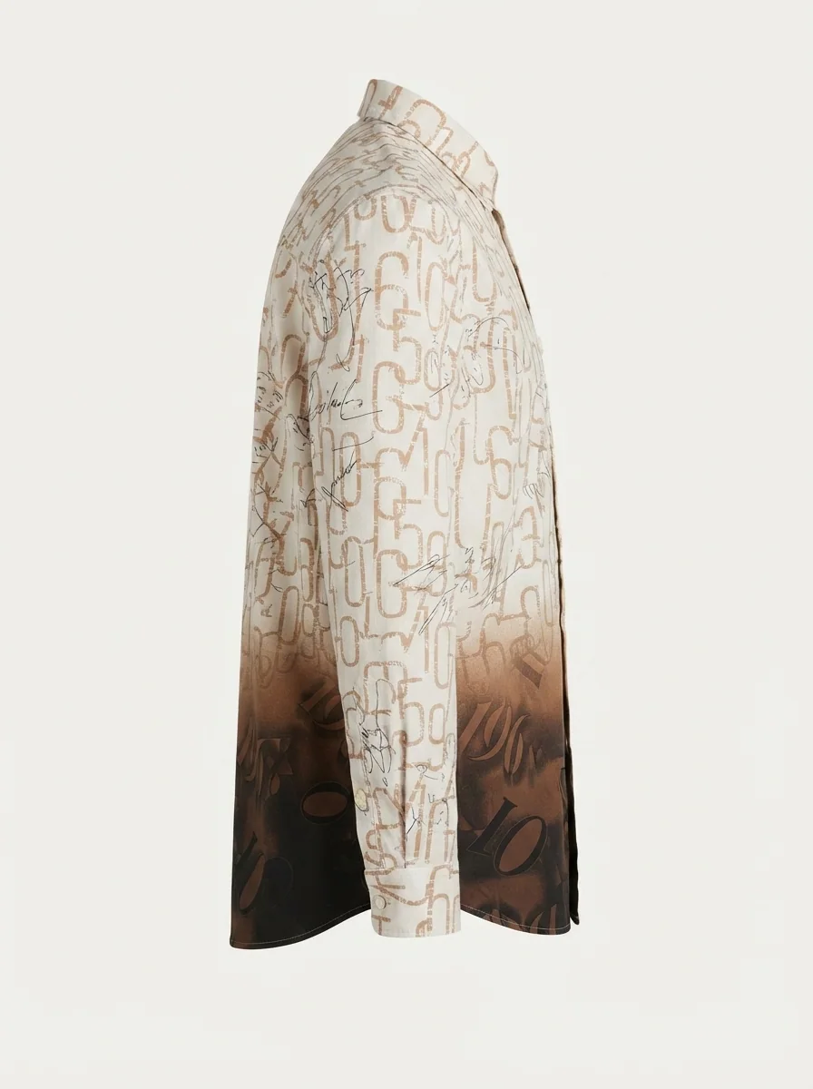 WHITE LEAF IMP PRINT SHIRT F/S-XXL-ORANGE&DARK BROWN, image 5