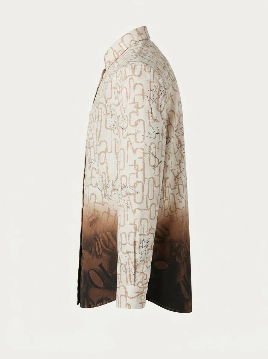 WHITE LEAF IMP PRINT SHIRT F/S-XXL-ORANGE&DARK BROWN, image 6