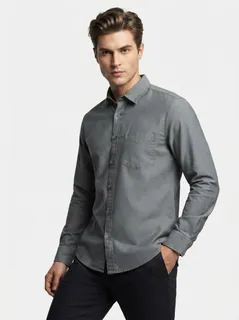 NOW AND THEN PLAIN SHIRT-L-DARK GREY 1
