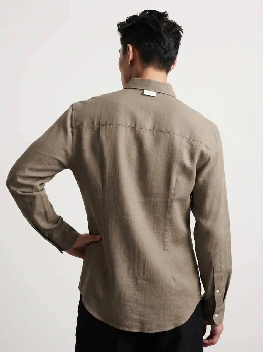 HIEND IMP LINEN SHIRT-S-KHAKI, image 2