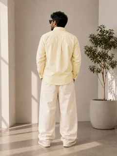 WHITE LEAF LINEN PLAIN SHIRT F/S 2
