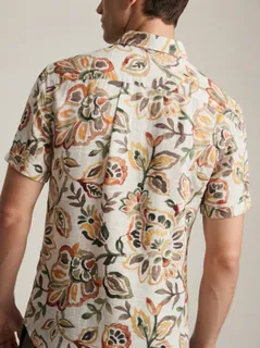 NORTH PACIFIC LINEN PRINT SHIRT H/S-L-WHITE 2