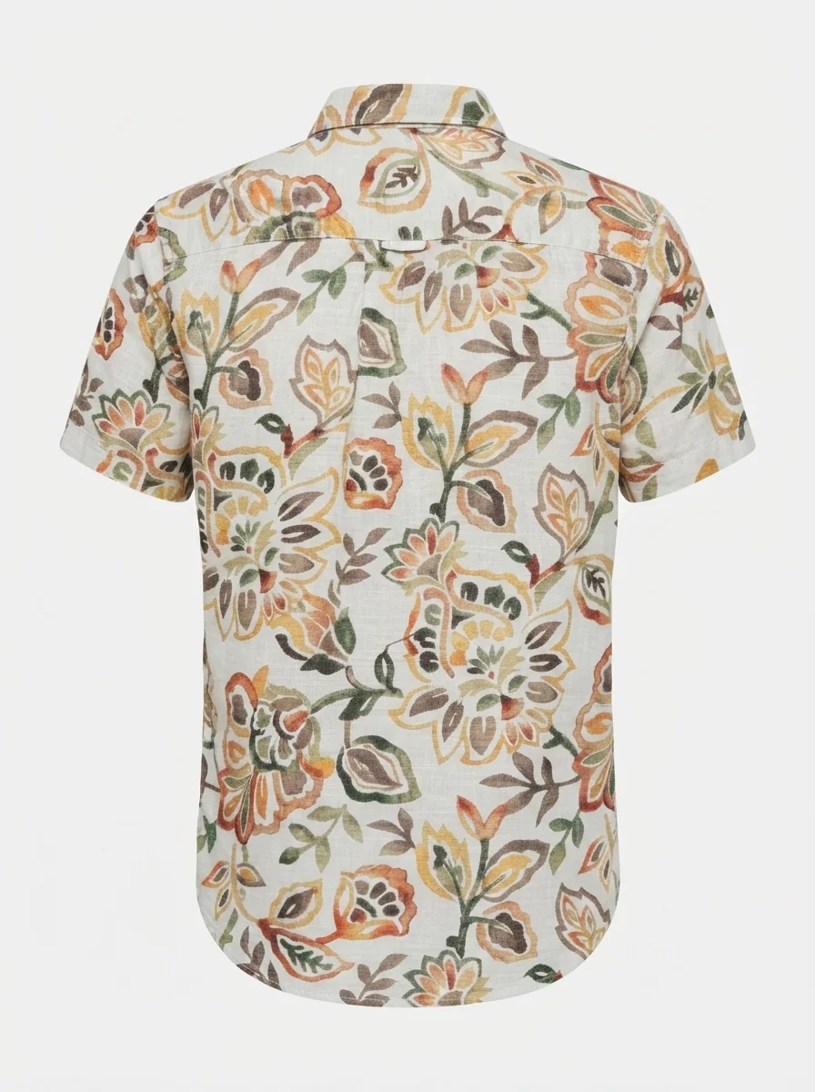 NORTH PACIFIC LINEN PRINT SHIRT H/S-L-WHITE, image 4