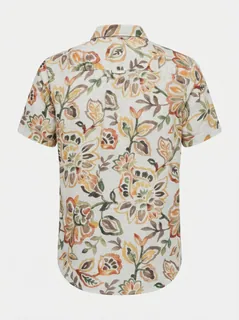 NORTH PACIFIC LINEN PRINT SHIRT H/S-L-WHITE 4