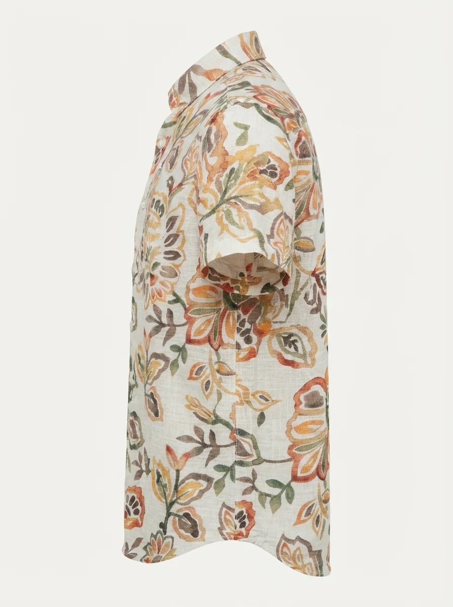 NORTH PACIFIC LINEN PRINT SHIRT H/S-L-WHITE, image 5