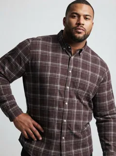 YELLOW OXFORD CHECK SHIRT F/S-2XL-WHITE&DARK BROWN 1