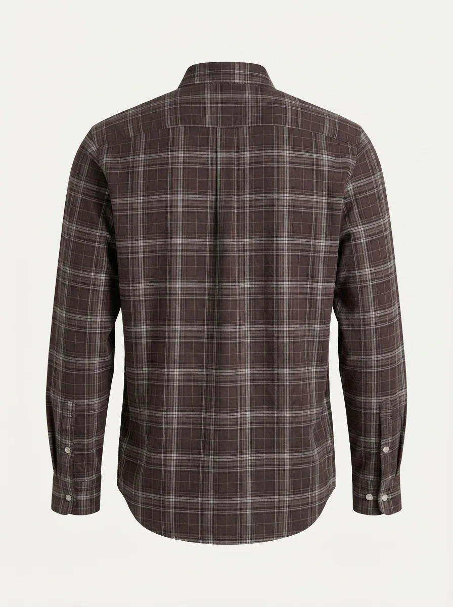 YELLOW OXFORD CHECK SHIRT F/S-2XL-WHITE&DARK BROWN, image 4