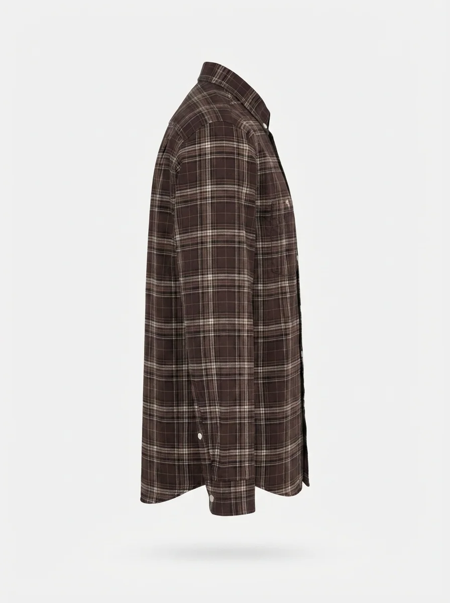 YELLOW OXFORD CHECK SHIRT F/S-2XL-WHITE&DARK BROWN, image 5