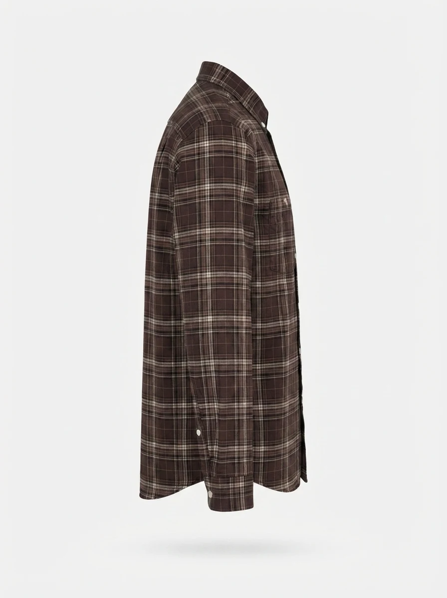 YELLOW OXFORD CHECK SHIRT F/S-2XL-WHITE&DARK BROWN, image 5