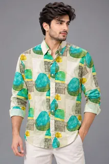CAES LINEN PRINT SHIRT F/S 1