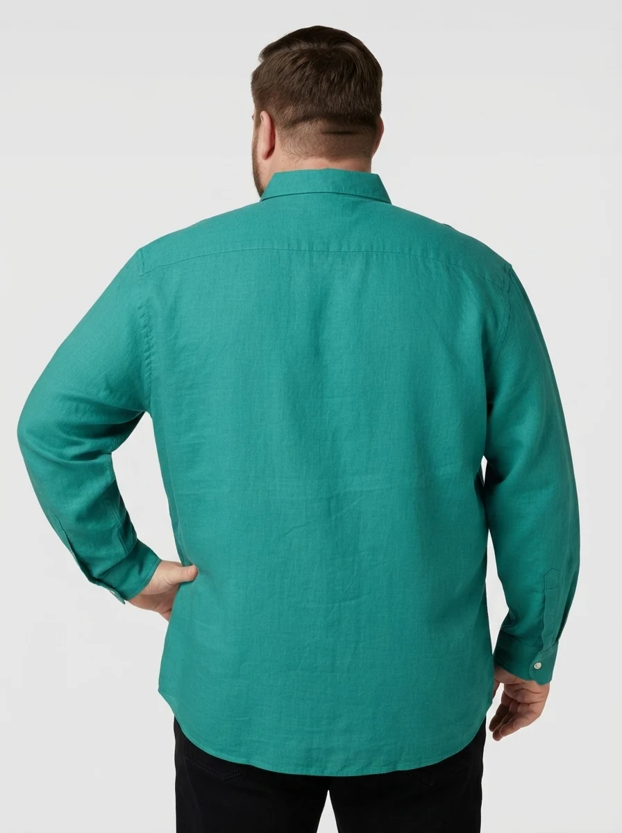 RED LINEN PLAIN SHIRT F/S, image 2