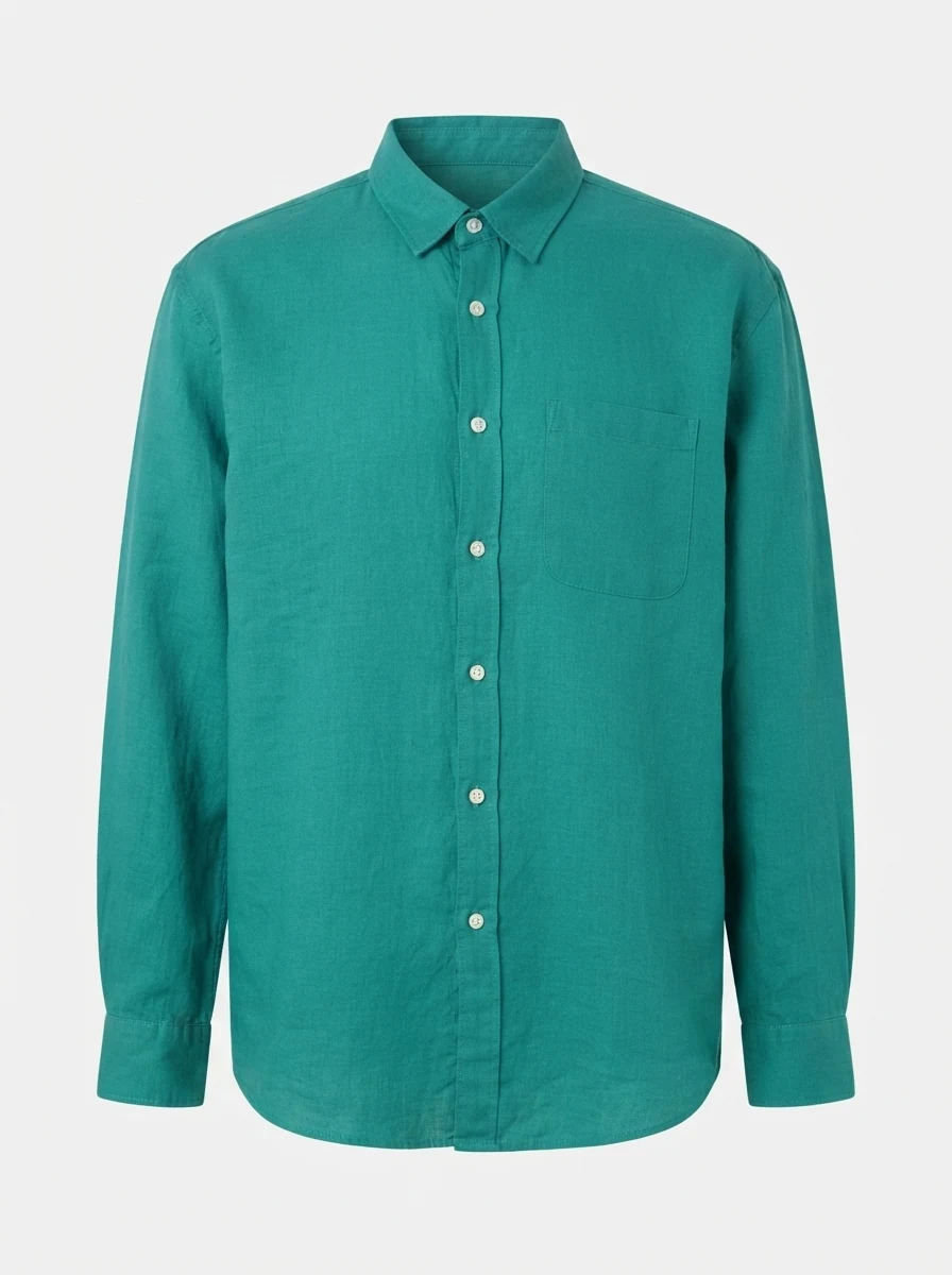 RED LINEN PLAIN SHIRT F/S, image 3