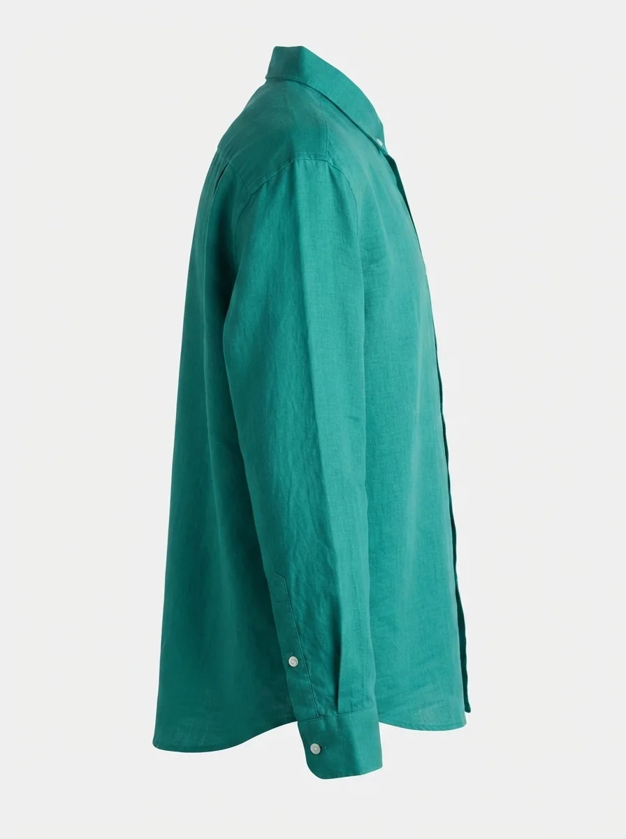 RED LINEN PLAIN SHIRT F/S, image 5