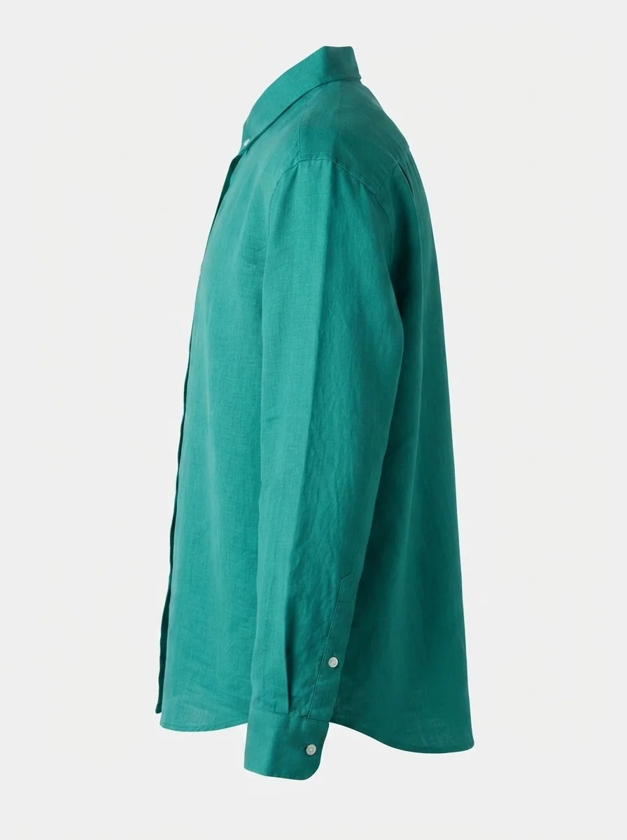 RED LINEN PLAIN SHIRT F/S, image 6